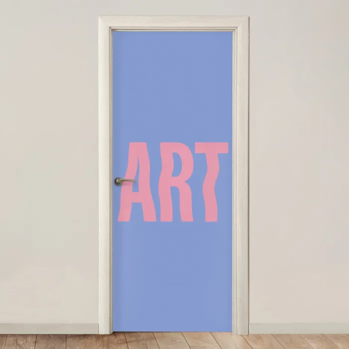Art - Roze - Blauw deurposter klein -3d_beige