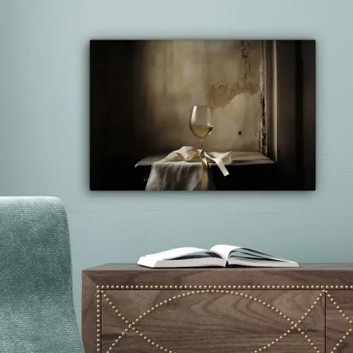 Strik - Beige - Witte - Wijn canvas 2cm klein -sfeer4