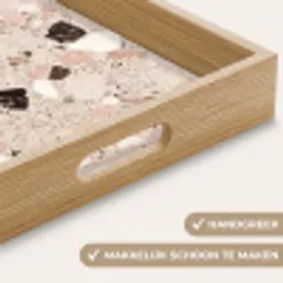 Licht - Roze - Terrazzo - Stenen Dienblad Rechthoek middel -USP_HandgreepNL