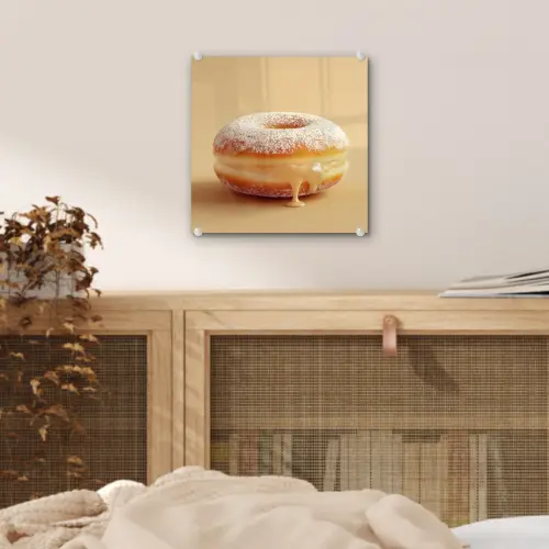 Donut - Romig - Poedersuiker - Beige plexiglas 5mm klein -sfeer4