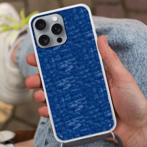 Verf - Strepen - Blauw Hoesje iPhone 16 Pro Max met koord klein 804 -sfeer3