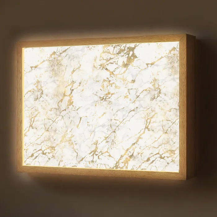 Goudspatten - Wit - Marmer Light Box met batterij (Wandlamp) middel 907 -z3d_website
