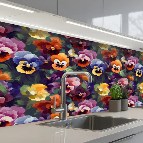 Viooltjes - Kleuren - Bloemblaadjes keuken achterwand 2 middel 871 -3d_schuin
