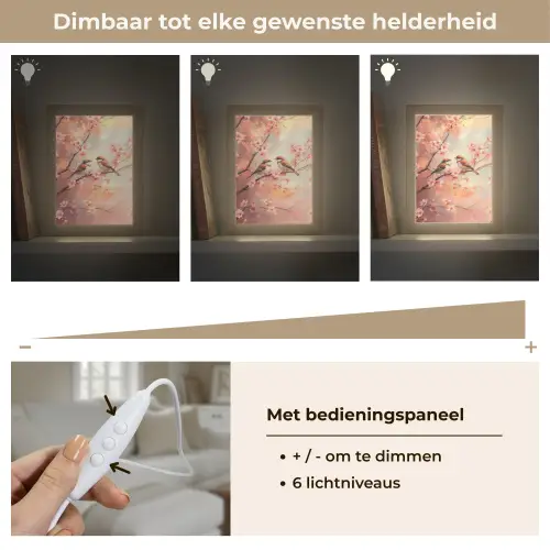 Vogels - Romantic - Bloesemtak Light Box met kabel (Tafellamp) klein -USP_dimbaarNL