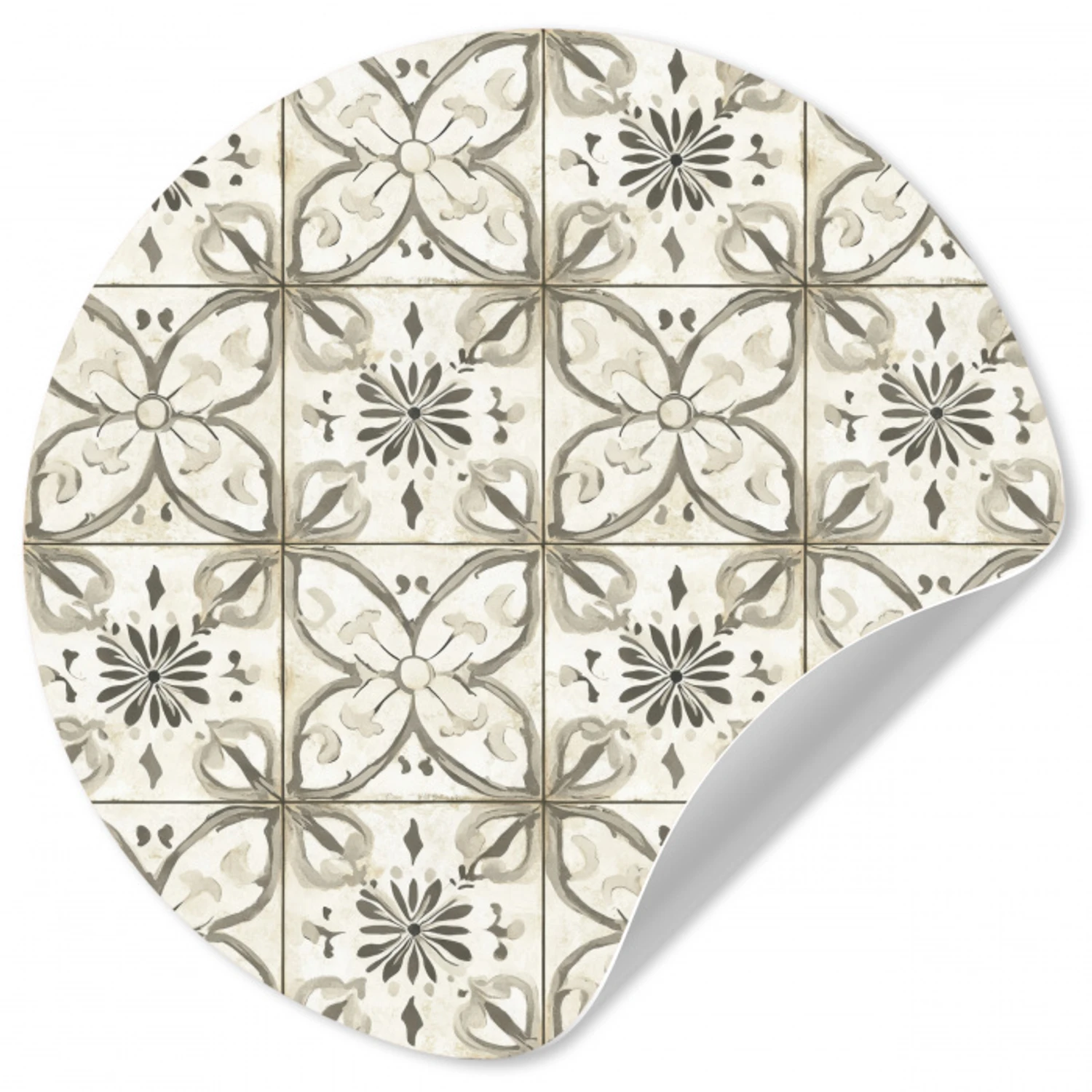 Antiek - Tegel - Beige Wandcirkel behangsticker klein 186 -3d