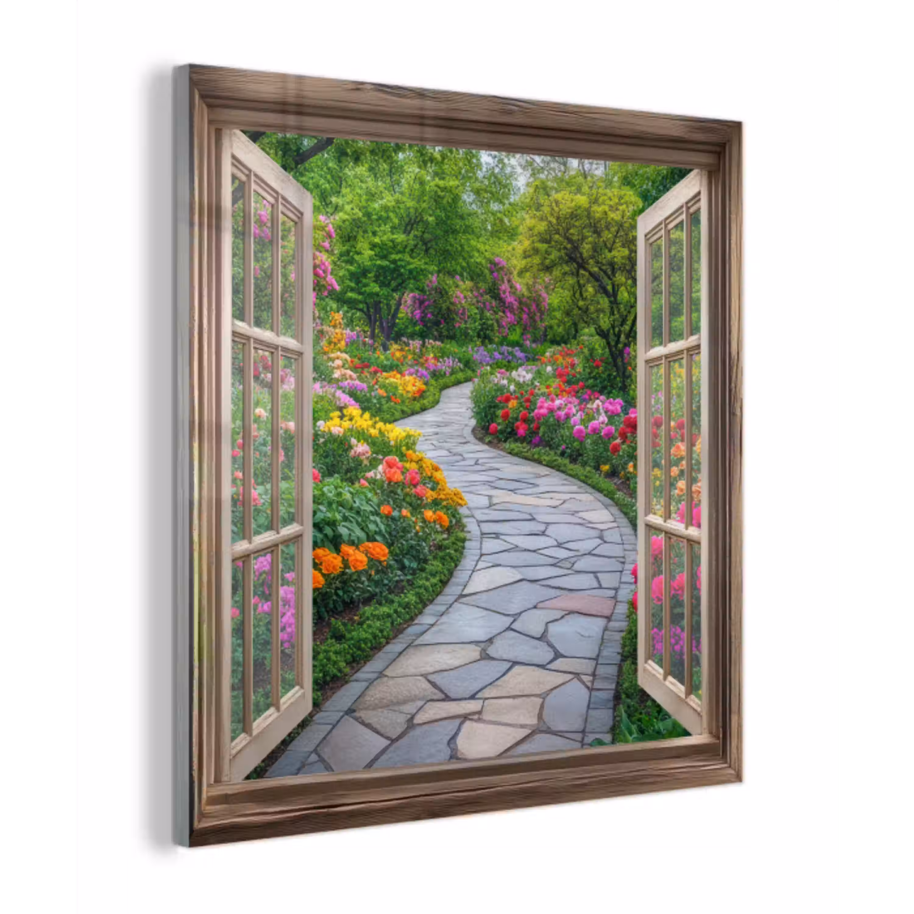 Doorkijk - Bloemen - Tuinpad - Natuur - Raam plexiglas 5mm klein -z3d