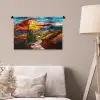Mozaïek - Zon - Landschap - Dorp Wandkleed katoen klein -sfeer4