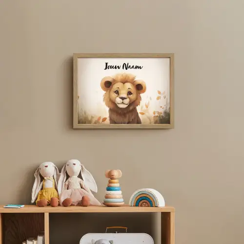 Leeuw - Dieren - Kinderen - Bruin - Meisje Light Box met batterij (Wandlamp kind) middel -sfeer2_kind