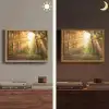 Bos - Herfst - Zon - Landschap - Natuur - Bomen - Bladeren Light Box met batterij (Wandlamp) middel -sfeer3