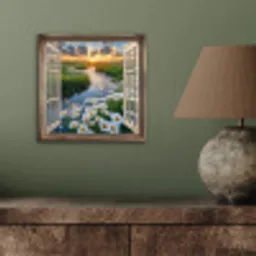 Doorkijk - Landschap - Raam - Water - Zonsondergang aluminium wit klein -sfeer2
