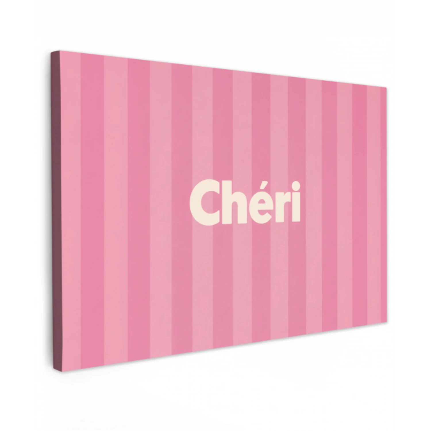 Gestreept - Roze - Chéri Tuinposter op houten frame 2 cm dik klein -3d