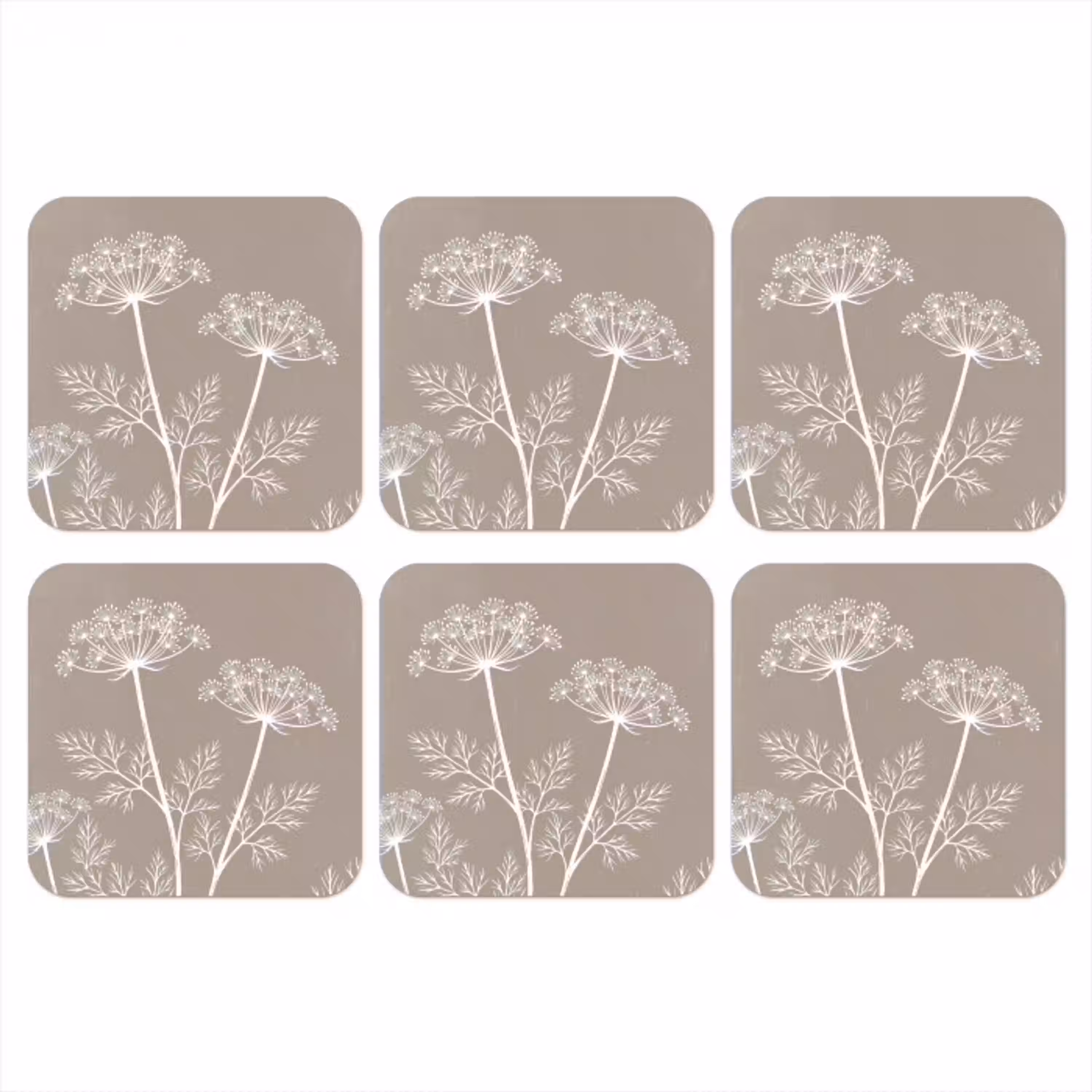 Grafisch - Fluitenkruid - Taupe onderzetter kurk middel -3d