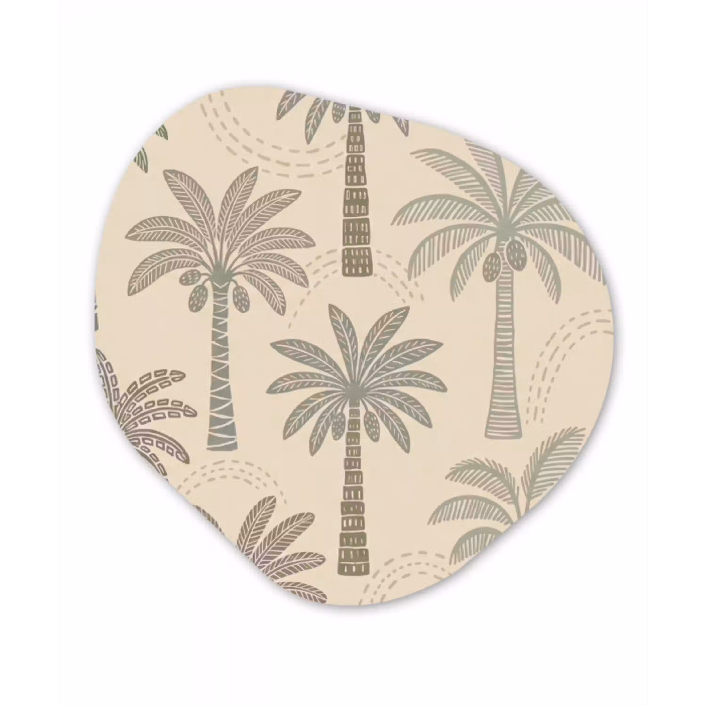 Palmbomen - Patroon - Tropisch - Beige Wandcirkel Organisch Forex 3mm klein -3d