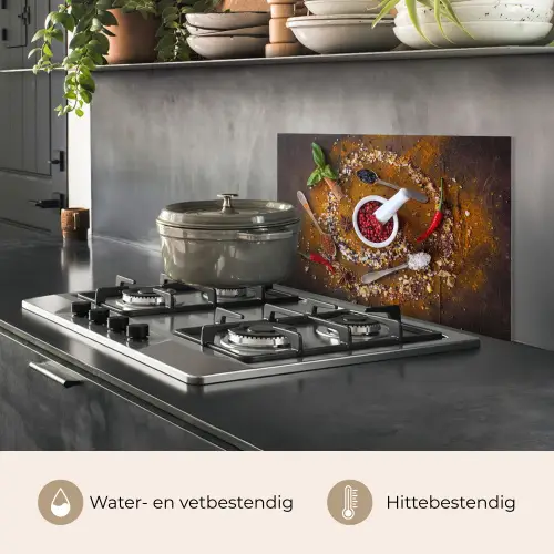 Vijzel - Kruiden - Lepels - Specerijen - Bruin - Peper keuken achterwand spatscherm klein -usp_NL