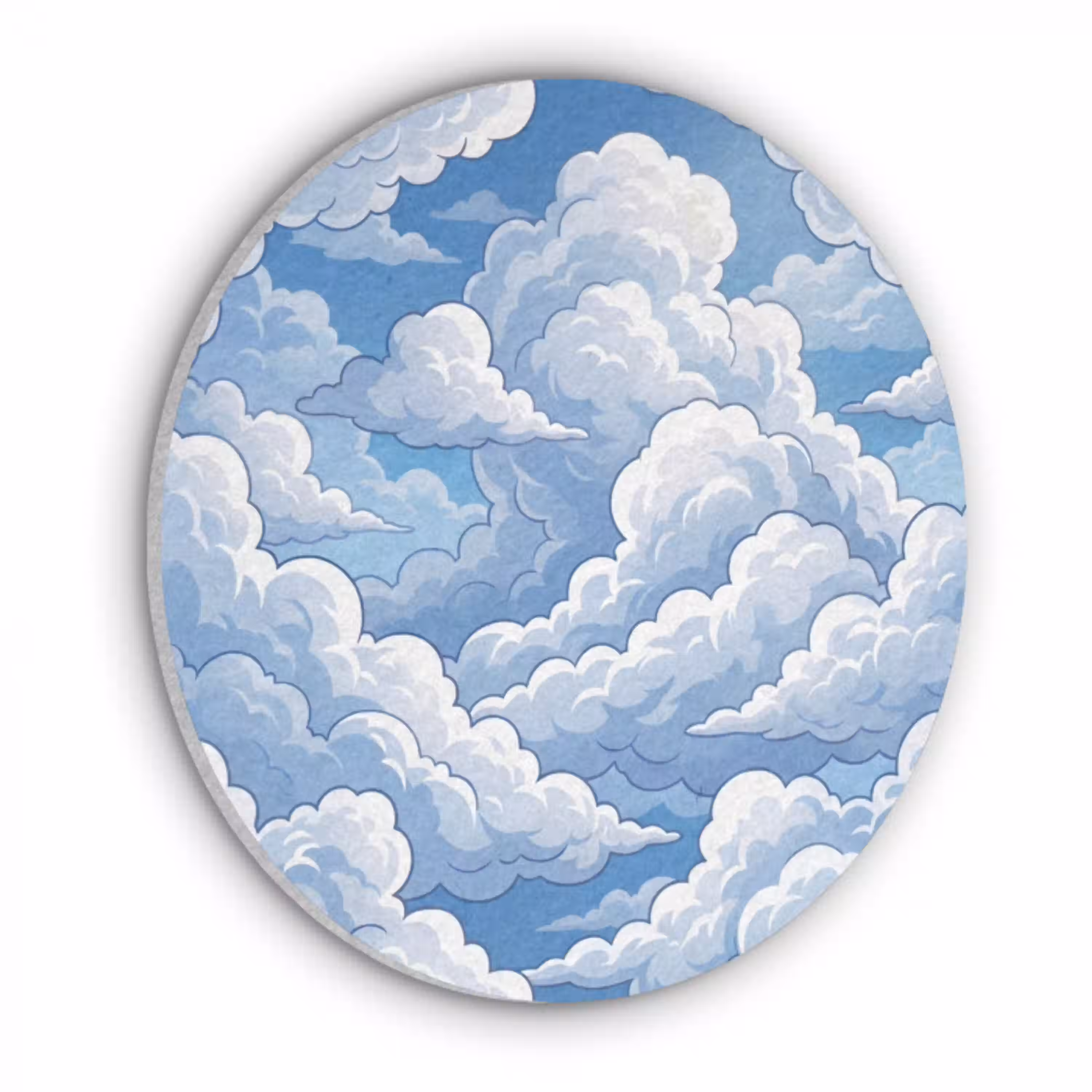 Wolken - Hemel - Abstract - Wit Akoestische PET Vilt - Rond klein -3d