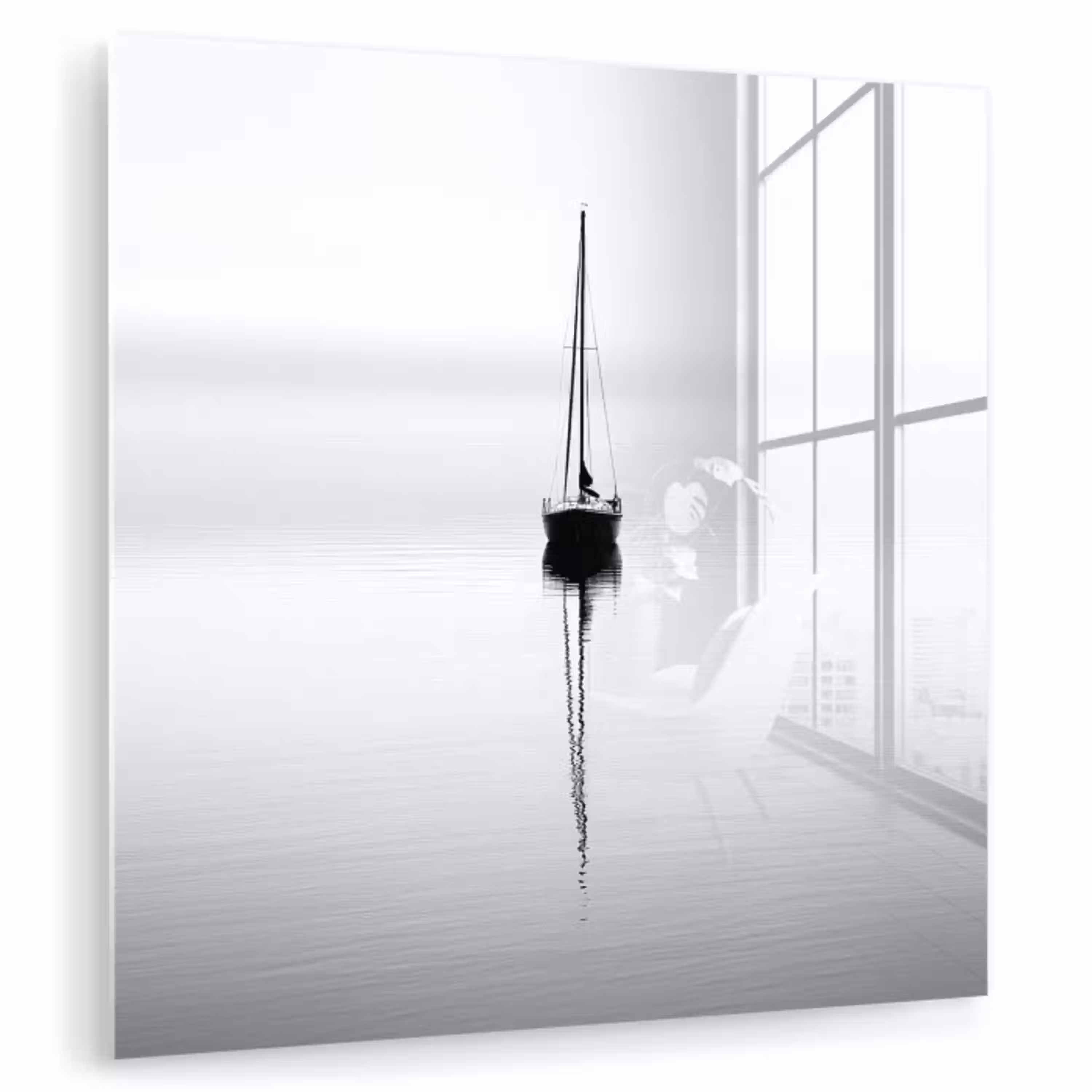 Zeilboot - Zwart - Water - Silhouet plexiglas 5mm klein -zzzproduct_nieuw