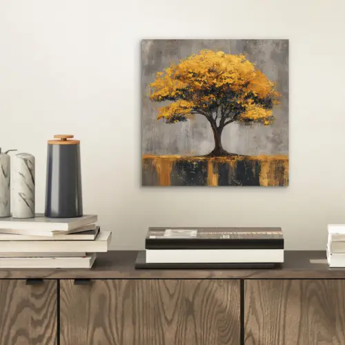 Boom - Bladeren - Goud - Abstract aluminium wit klein -sfeer1