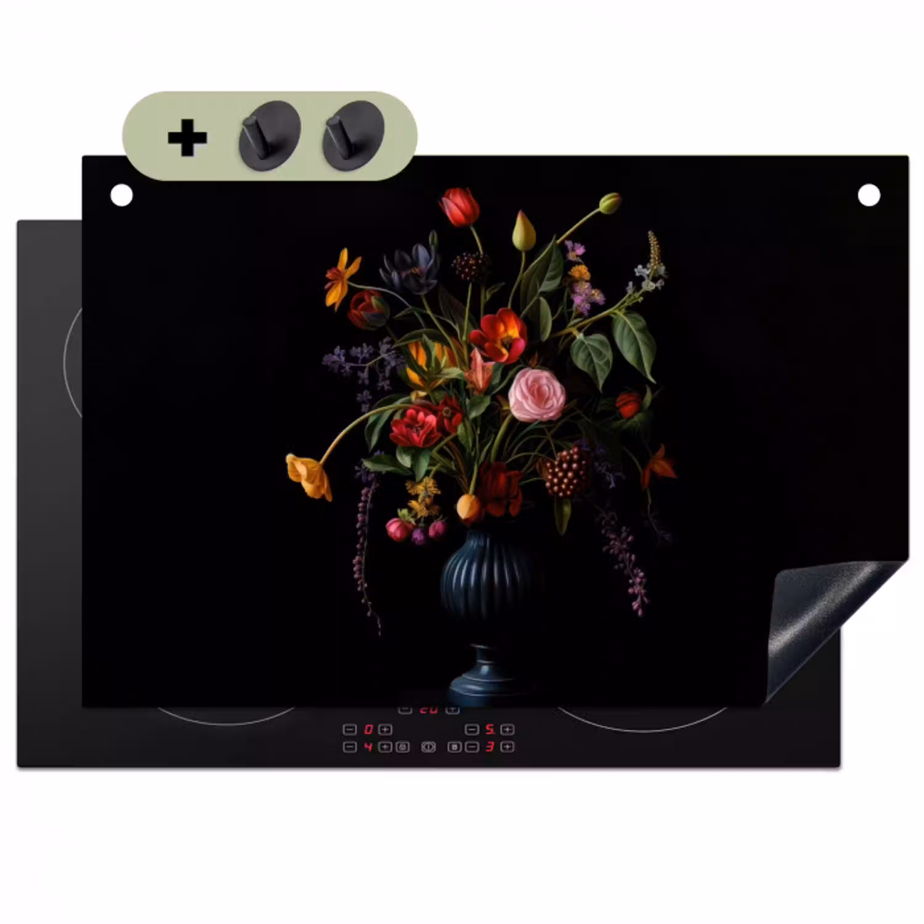 Bloemen - Bessen - Klassiek Inductie beschemer met haakjes klein -3d