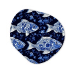 Vissen - Bloemen - Blauw Wandcirkel Organisch Forex 3mm klein 629 -3d
