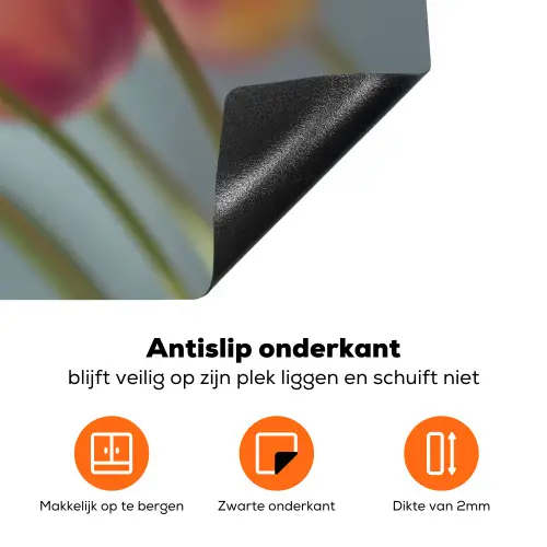 Tulpen - Roze - Stelen Inductie beschermer vinyl 3mm klein -zzzzzzz-td-onderkant