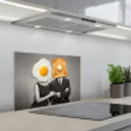 Ontbijt - Koppel - Ei - Brood keuken achterwand spatscherm klein -3d_schuin