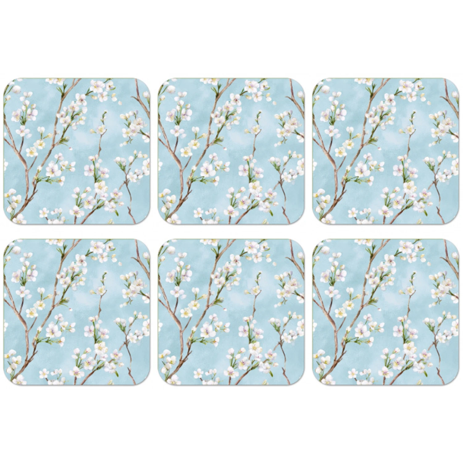 Kersenbloesem - Textuur - Blauw onderzetter kurk middel 366 -zkaufland3dotto