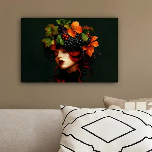 Vrouw - Rood - Groen - Druiven canvas 2cm klein -sfeer3