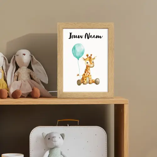 Giraf - Baby - Dieren - Blauwe ballon Light Box met kabel (Kinderlampje) klein -sfeer2_kind