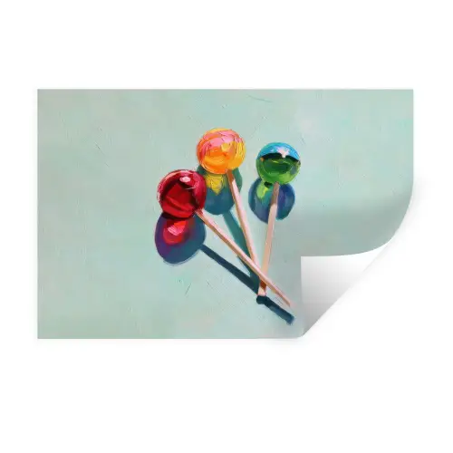 Lollys - Schaduw - Drie - Blauw Muursticker klein -3d