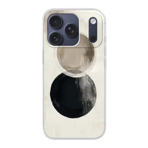 Cirkels - Vorm - Beige - Abstract Telefoonhoesje iPhone 17 Pro klein -3d