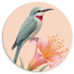 Vogel - Bloem - Natuur - Roze Wandcirkel kunststof plaat 5mm dik klein -3d