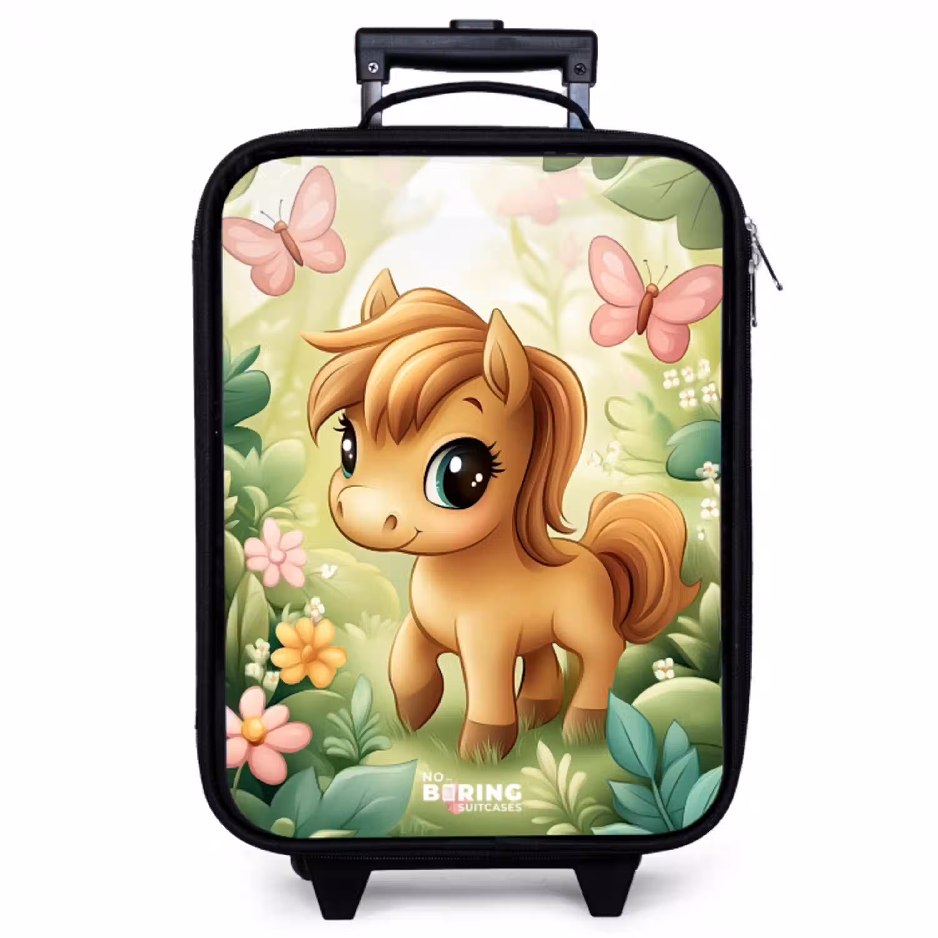 Paard - Bloemen - Vlinders Kinderkoffer - Zwart klein -zzz_website3d