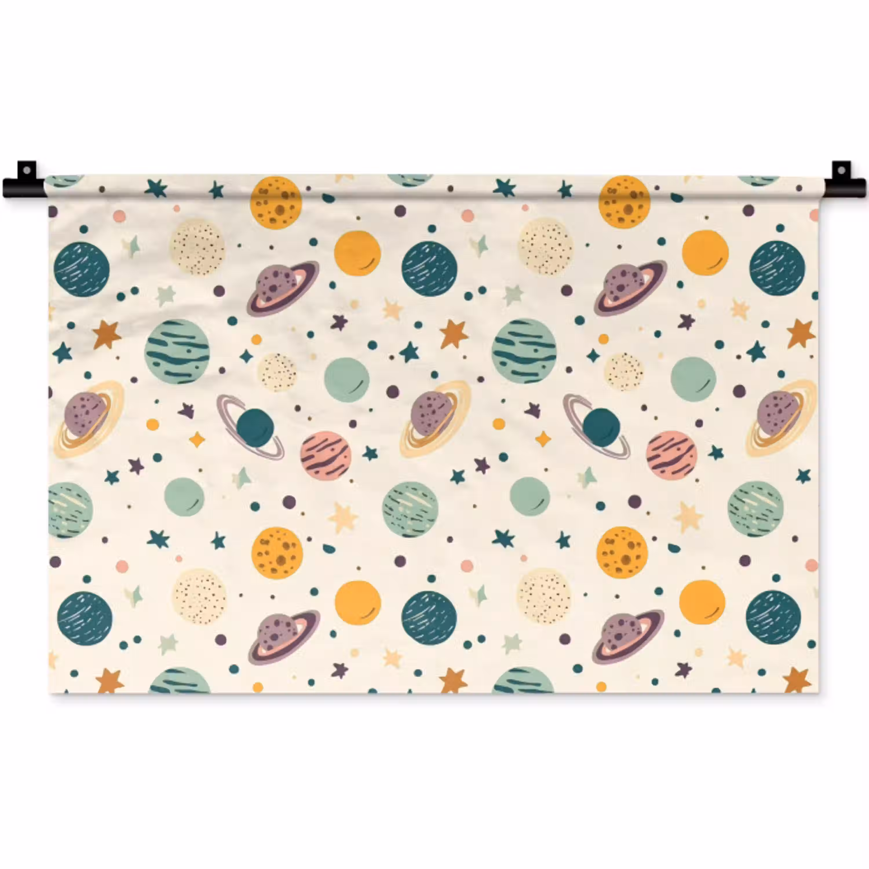 Planeten - Retro - Kleurrijk Wandkleed katoen klein 269 -zz3d