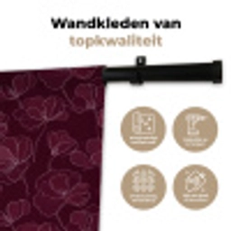 Bloemen - Patroon - Bordeauxrood Wandkleed katoen klein 269 -sfeer2