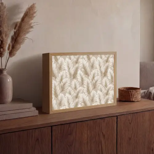 Botanisch - Patroon - Beige Light Box met batterij (Wandlamp) middel 907 -sfeer2