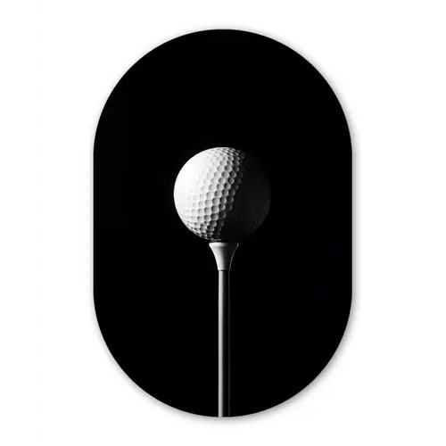 Golfbal - Minimalistisch - Wit Wandcirkel Ovaal Forex klein -3d