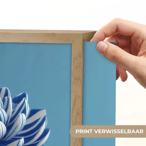 Bloem - Blauw - Bloemblaadjes - Streepjes Light Box met batterij (Wandlamp) middel -USP_websiteprintNL