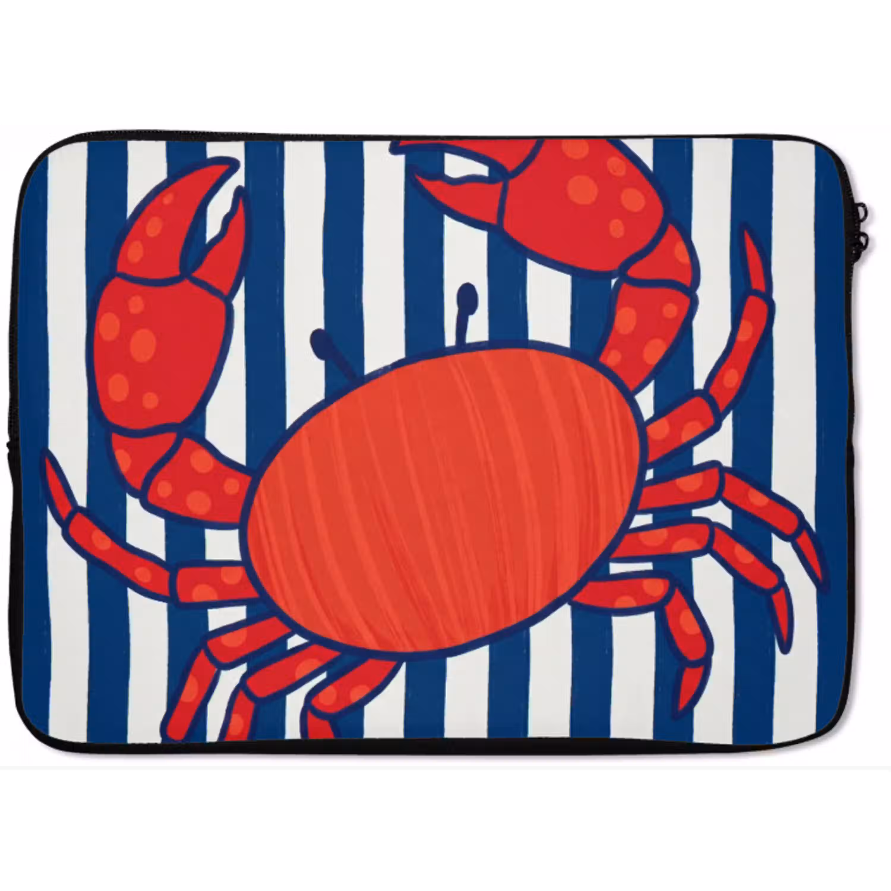 Krab - Strepen - Zeeleven - Illustratie - Rood laptophoes neopreen klein -zkaufland3dotto