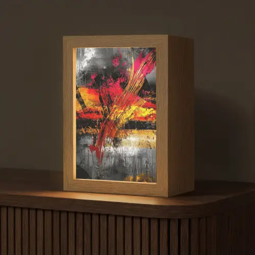 Kunst - Zwart - Abstract Light Box met kabel (Tafellamp) klein -z3d_website