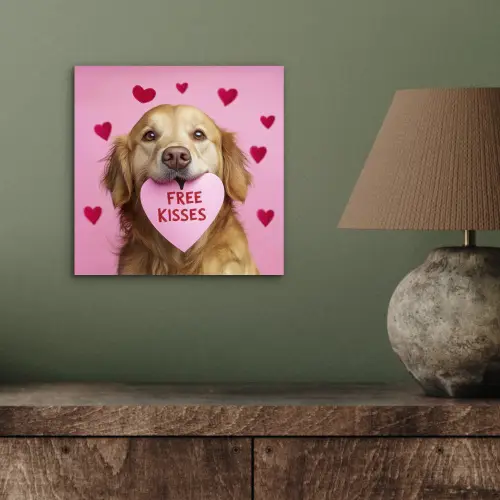Hond - Kiss- Valentijn - Hartjes aluminium wit klein -sfeer2