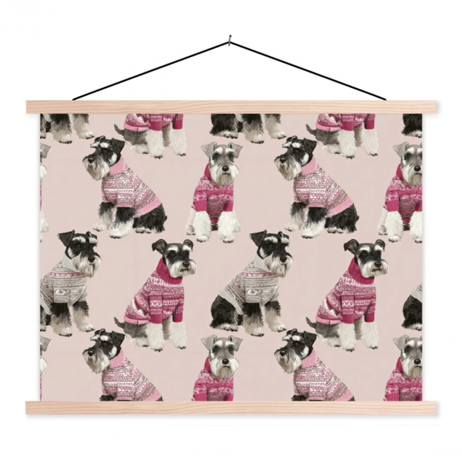 Honden - Truien - Rood textielposter latten blank klein 122 -3d