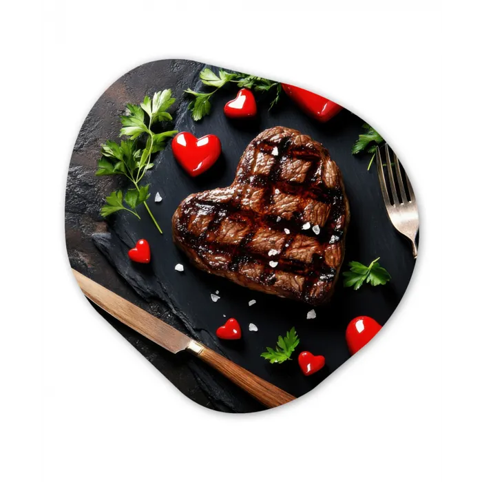 Steak - Hart - Bestek Wandcirkel Organisch Plexiglas middel -3d