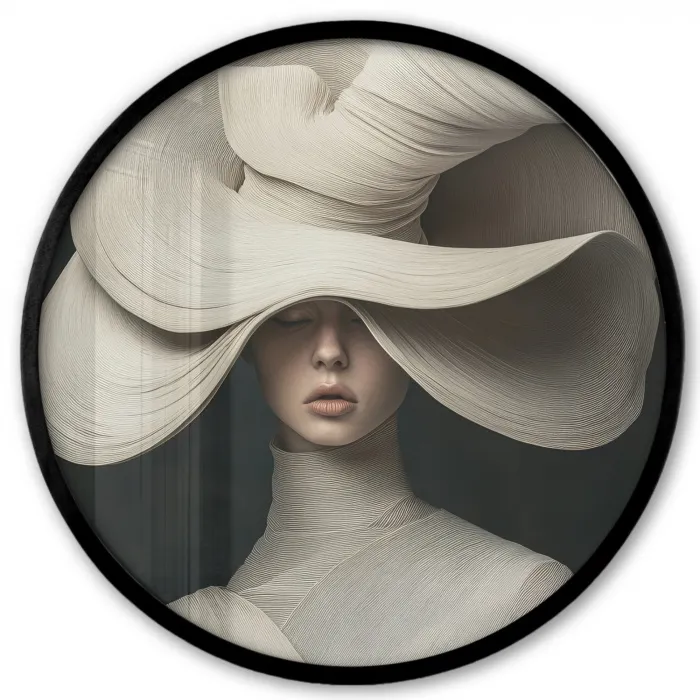 Modern - Vrouw - Hoed Fotolijst rond zonder passe partout klein -3d