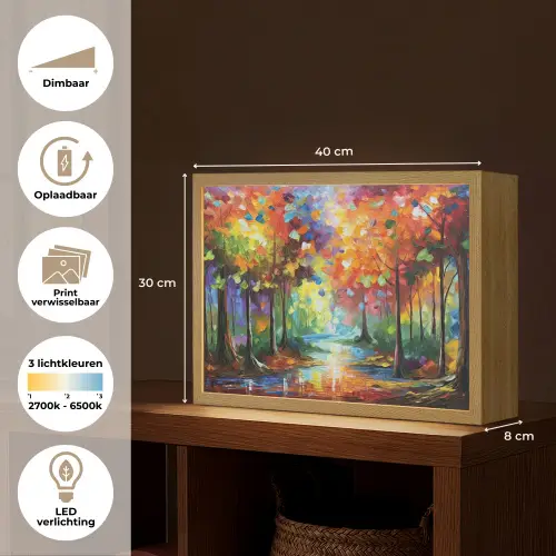 Landschap - Bos - Kleuren - Natuur Light Box met batterij (Wandlamp) middel -USP_websiteoverzichtNL
