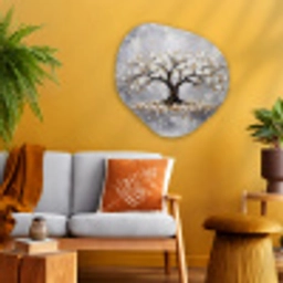 Boom - Bloemen - Natuur - Abstract - Wit Wandcirkel Organisch Aluminium middel -sfeer4