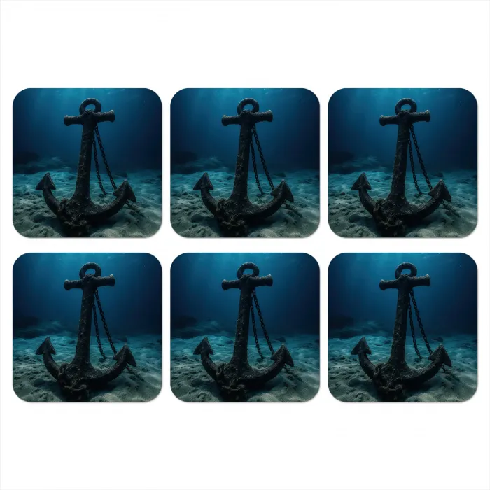 Anker - Ijzer - Zeebodem - Zand onderzetter kurk middel -3d