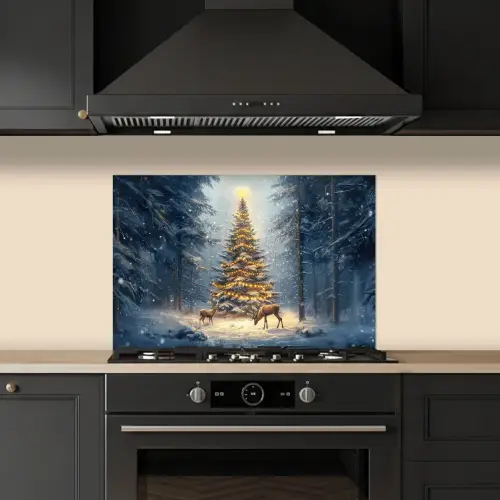 Kerstlicht - Woud - Hert - Donker keuken achterwand spatscherm klein -sfeer1