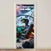 Dinosaurier im Raumschiff mit Namensfeld. deurposter klein -3d_beige