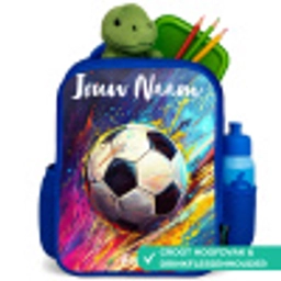 Neon - Voetbal - Kleurrijk Kinderrugzak - Blauw middel -inhoud_NL