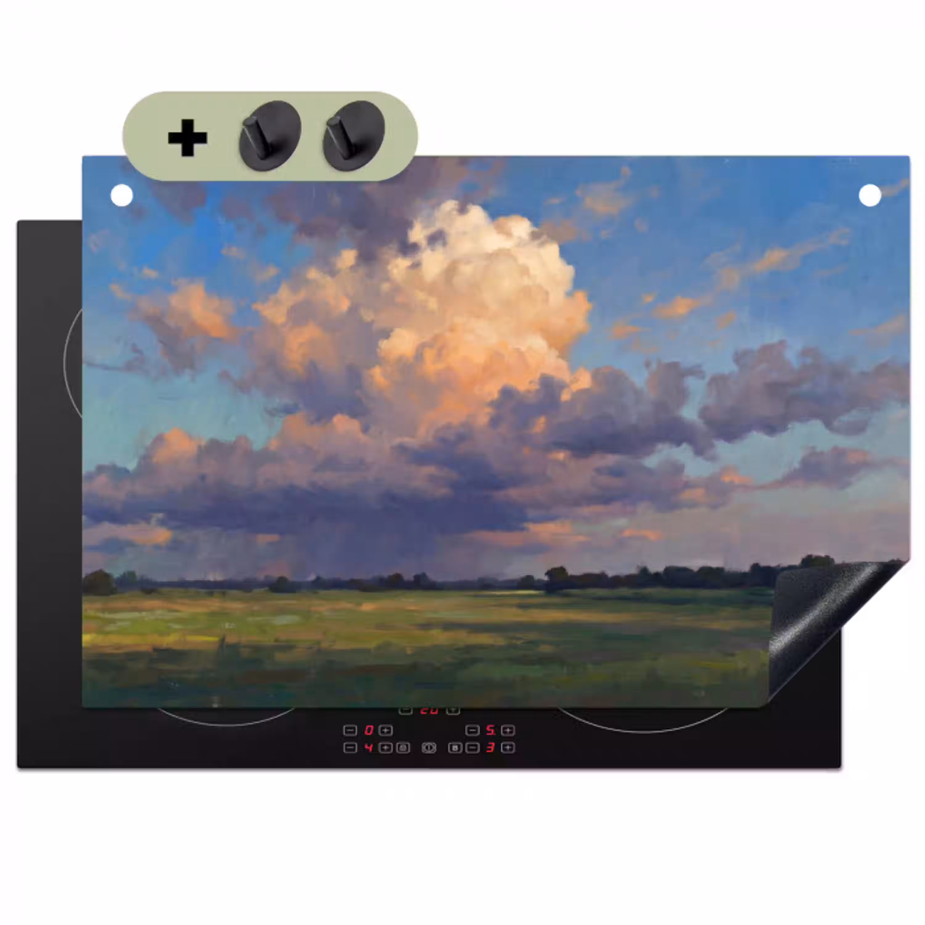 Lucht - Wolken - Landschap - Modern - Oranje Inductie beschemer met haakjes klein -3d